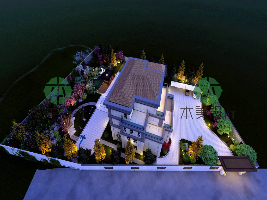 湖南娄底  1580平  别墅庭院